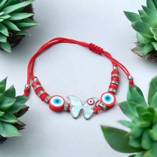 Red String Butterfly Evil Eye Bracelet for Women - Ward off Negativity with Style