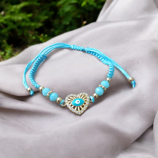 Rhinestone Charm Evil Eye Blue String Beaded Bracelet: Elevate Your Fashion Game