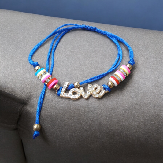 Blue String Love Rhinestone Bracelet for Women: The Perfect Gift for Her